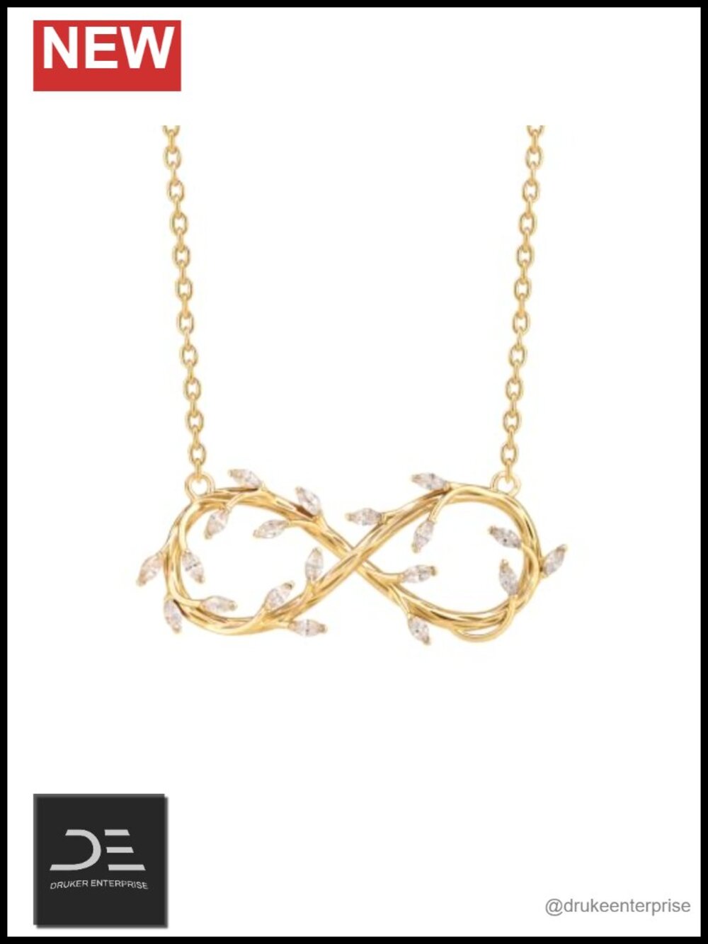 925 Sterling Silver Gold Plated Birthstone Infinity Vine Pendant Necklace